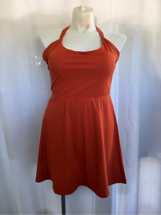 HALARA Dresses & Skirts - Halara XL Rust Orange Halter Activewear Dress Built-In Shorts Tennis Golf